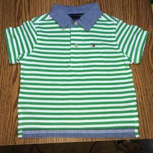 Tommy Hilfiger green stripe polo 6-12 mos NWT